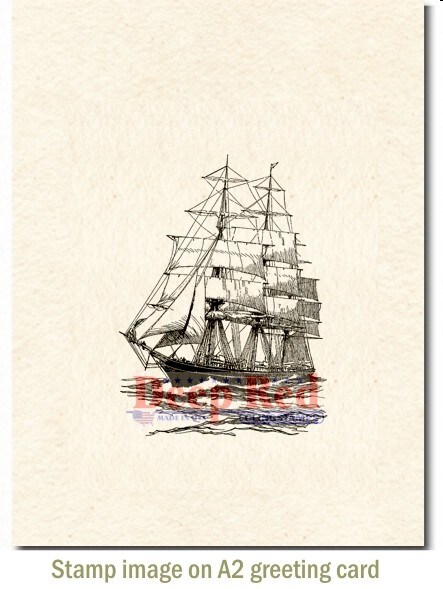 Deep Red Stamps Clipper Ship Rubber Cling Stamp 2.1 x 3 inches