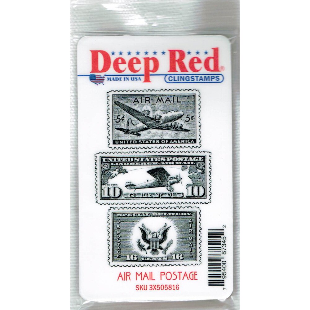 Deep Red Stamps Air Mail Postage Rubber Cling Stamp 2.1 x 3.1 inches