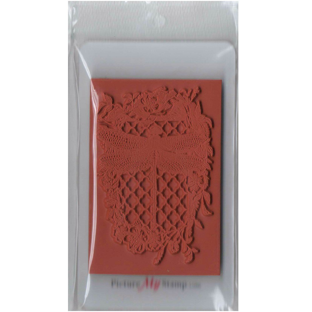 Deep Red Stamps Dragonfly Quatrefoil Rubber Cling Stamp 1.9 x 3.1 inches