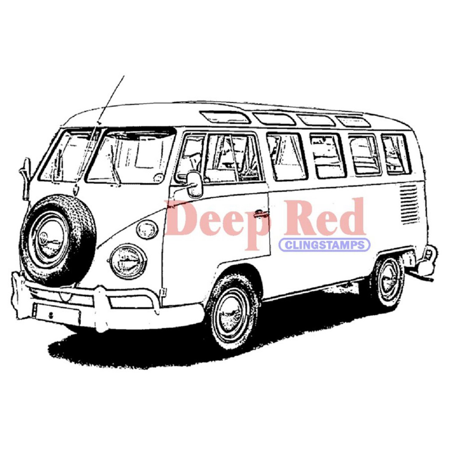 Deep Red Stamps VW Bus Rubber Cling Stamp 3 x 2.1 inches