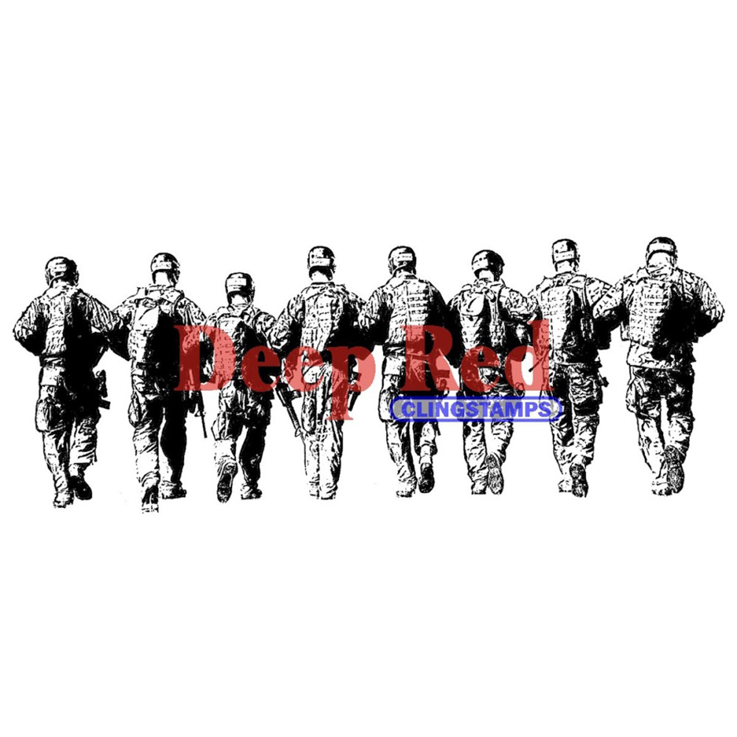 Deep Red Stamps Band of Soldiers Rubber Cling Stamp  4 x 1.5 inches