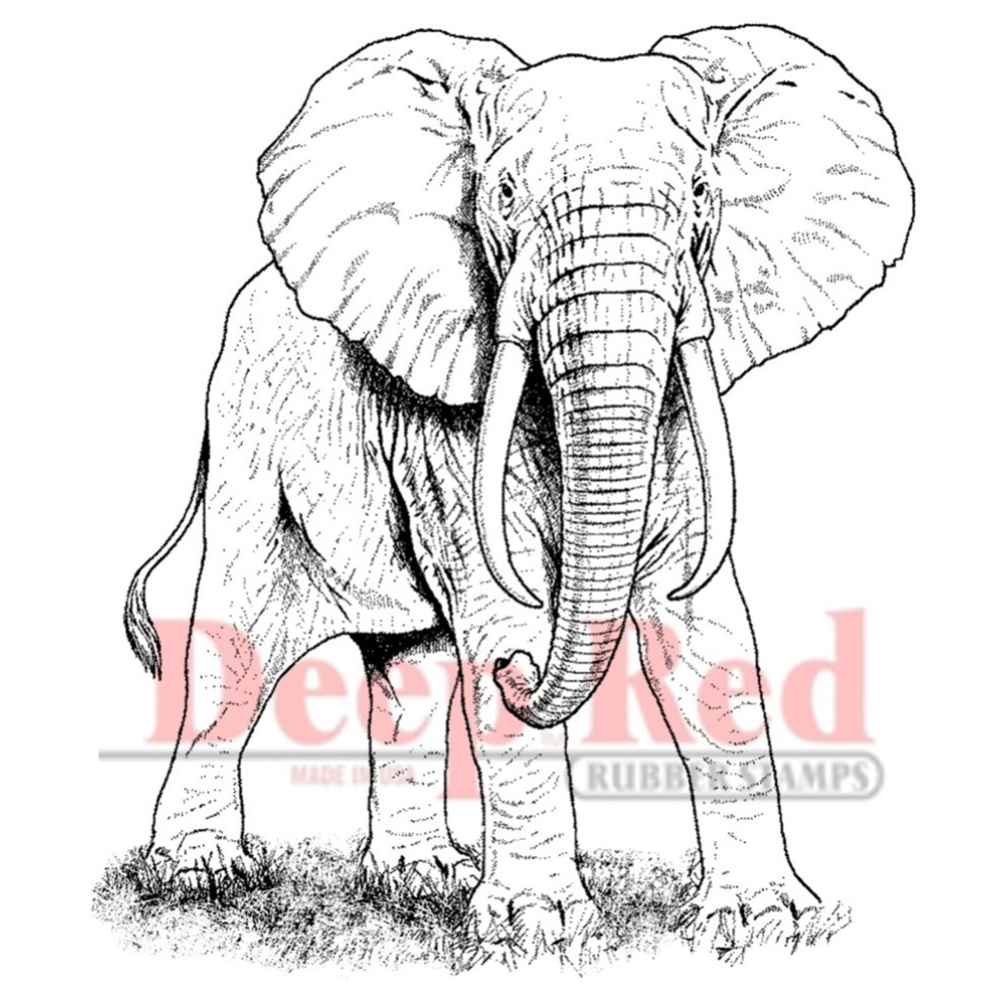 Deep Red Stamps African Elephant Rubber Cling Stamp 2.75 x 3 inches