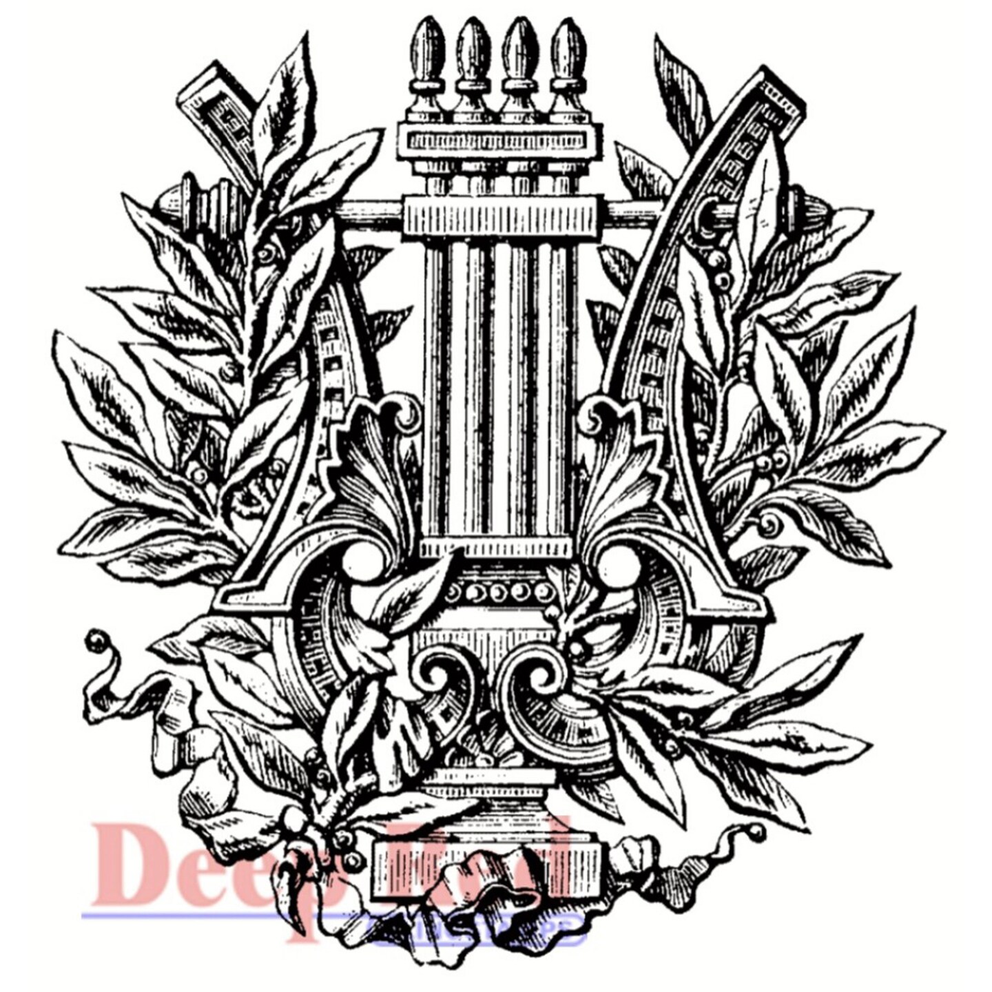 Deep Red Stamps Ancient Laurel Rubber Cling Stamp 3 x 3.25 inches