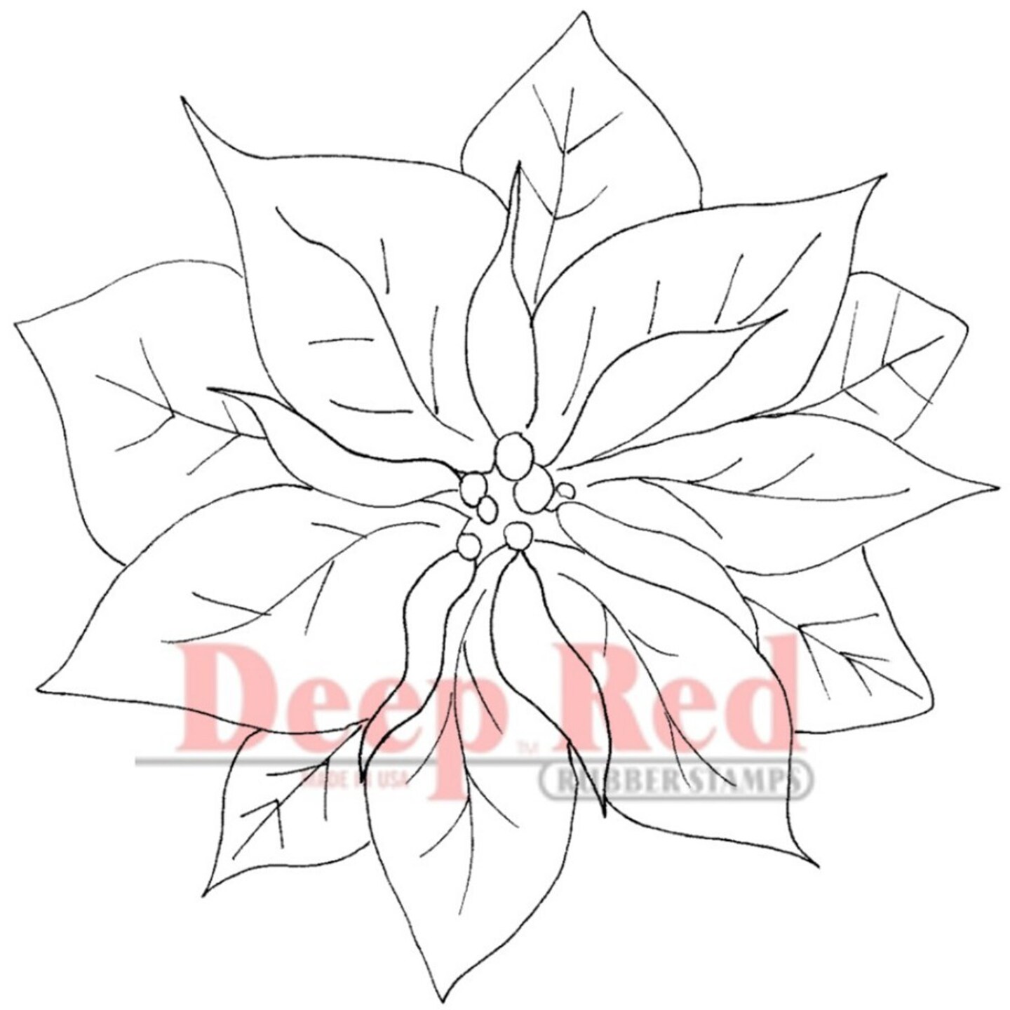Deep Red Stamps Poinsettia Blossom Rubber Cling Stamp 3 x 3 inches