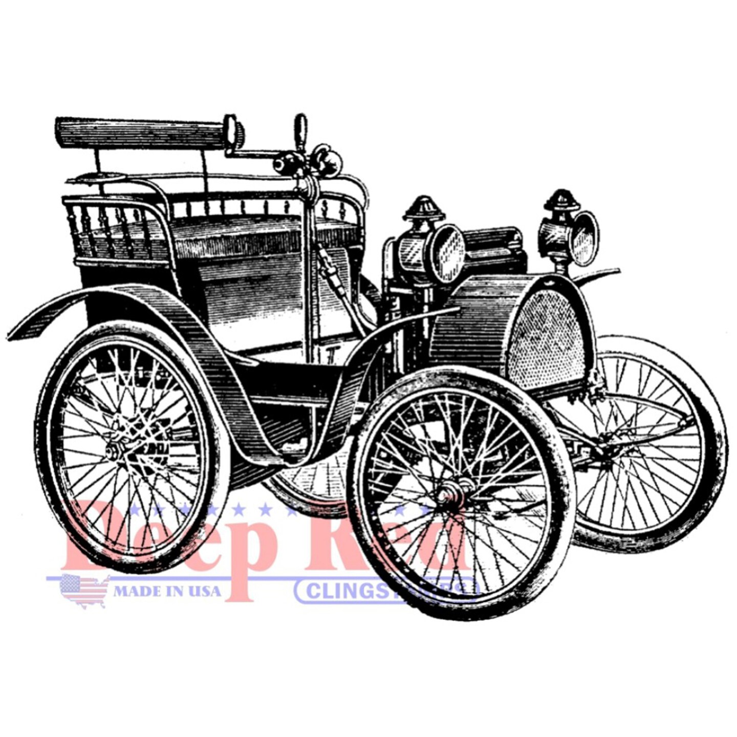 Deep Red Stamps Early Motorcar Rubber Cling Stamp 3 x 2.1 inches