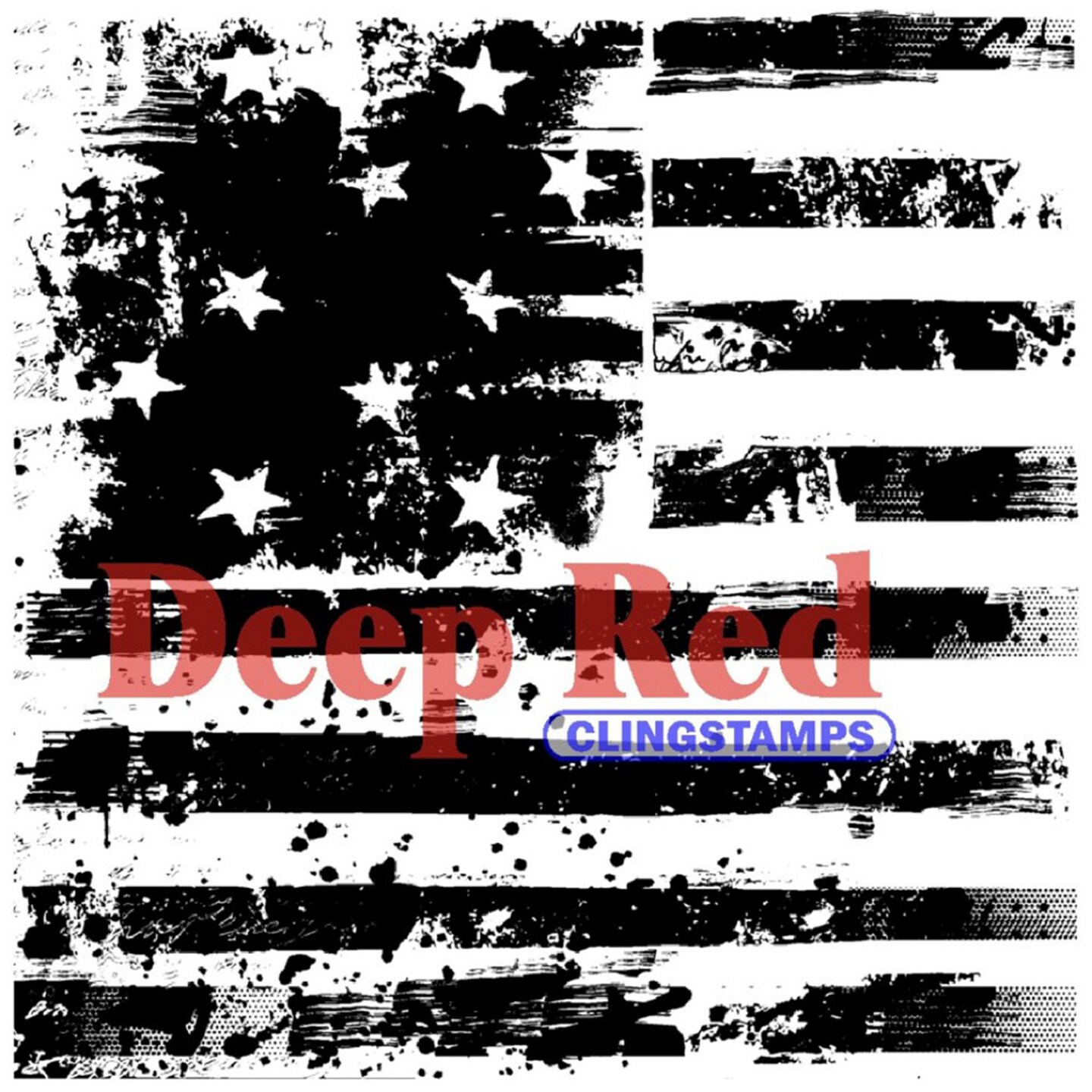 Deep Red Stamps Grunge Stars and Stripes Rubber Cling Stamp 3.1 x 3.1 inches