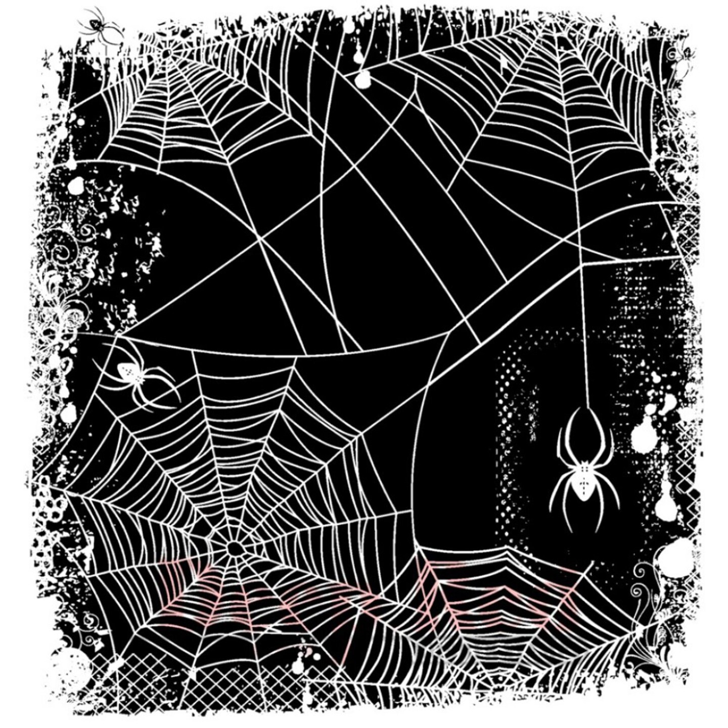 Deep Red Stamps Spider Web Background Rubber Cling Stamp 3.1 x 3.1 inches