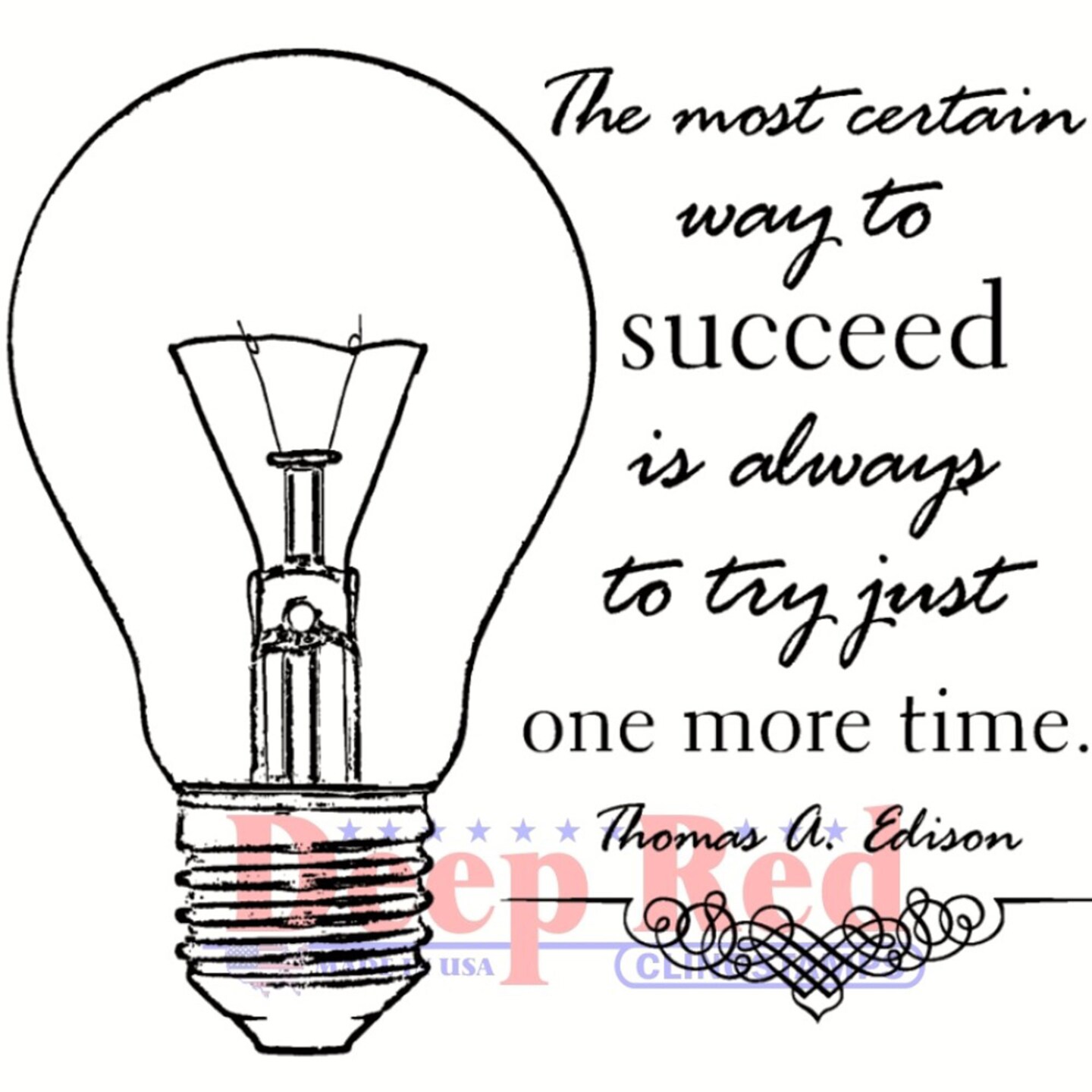 Deep Red Stamps Always Succeed Rubber Cling Stamp 3 x 3 inches