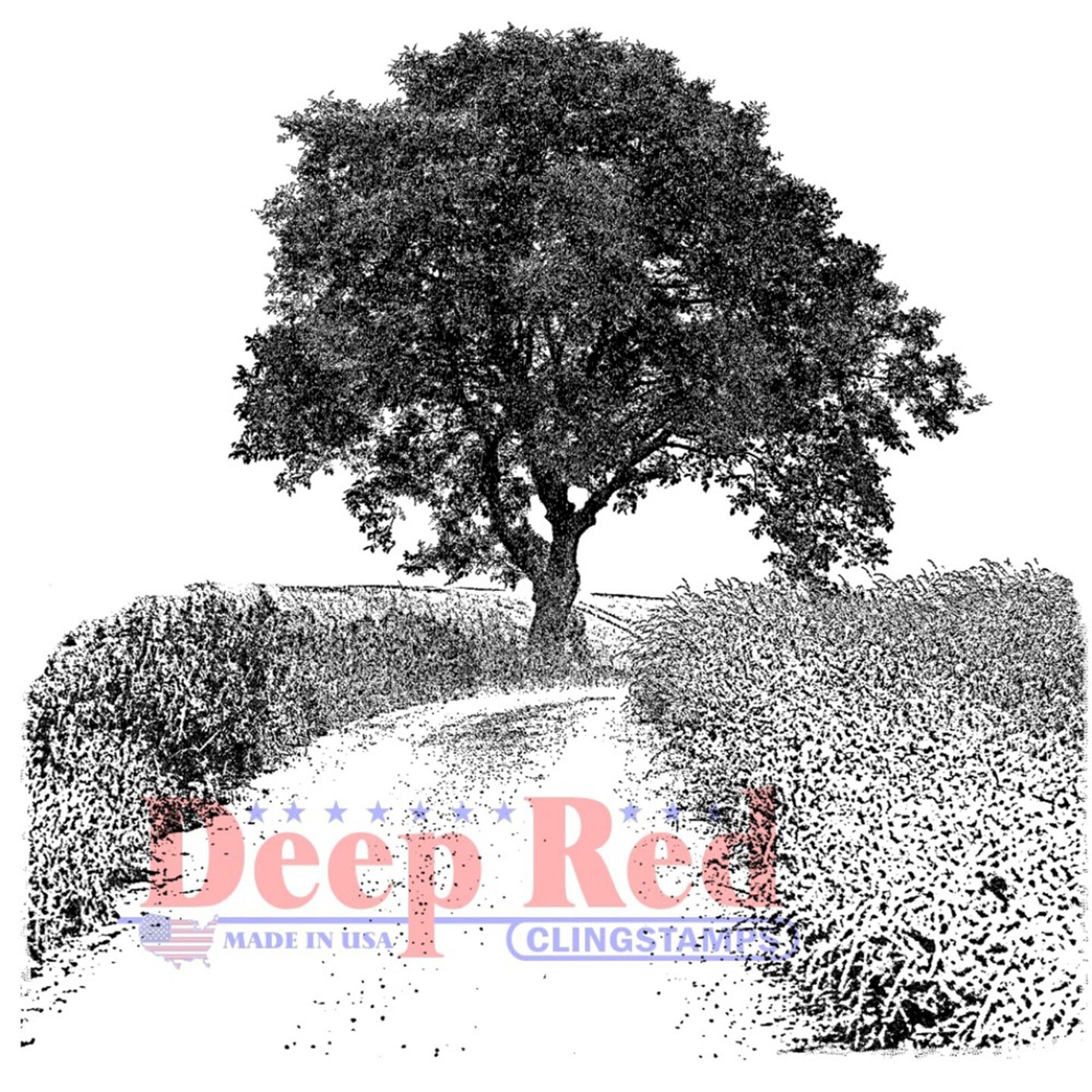 Deep Red Stamps Country Road Rubber Cling Stamp 3 x 3.1 inches