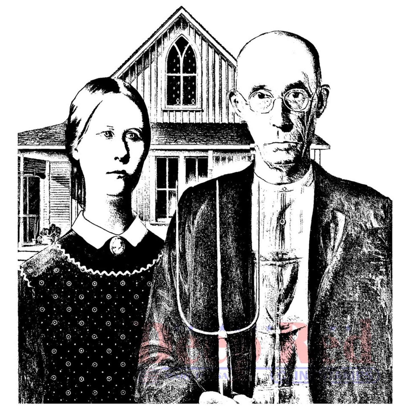 Deep Red Stamps American Gothic Rubber Cling Stamp 3 x 3.1 inches