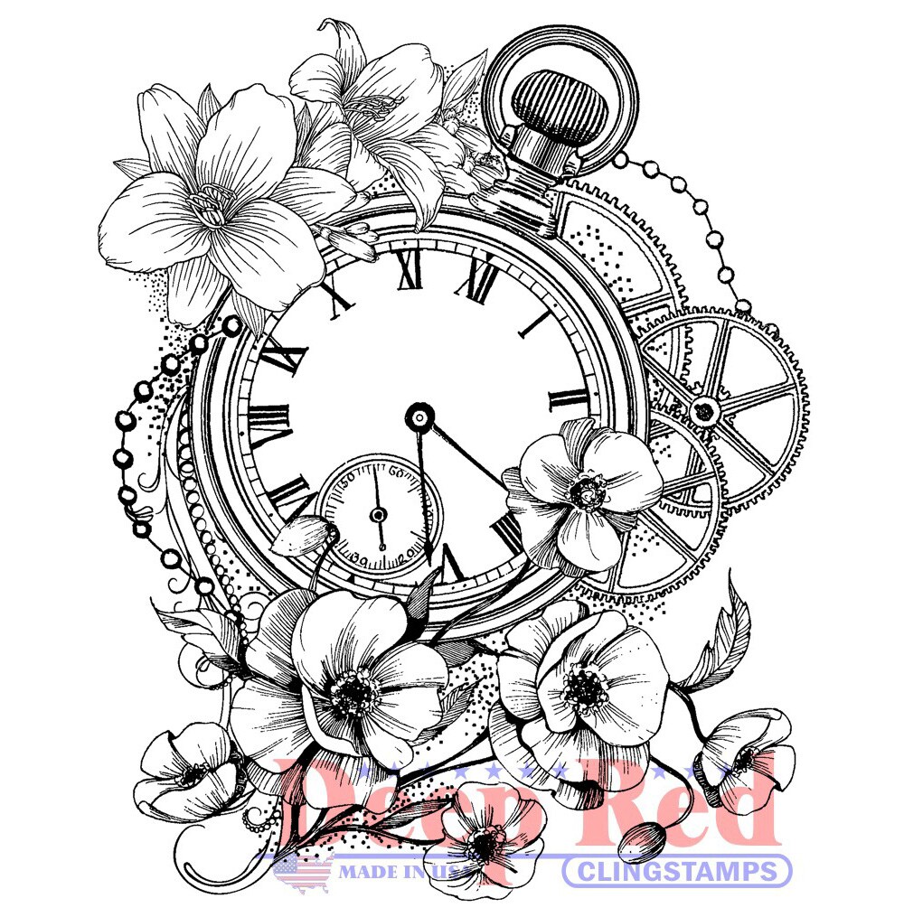 Deep Red Stamps Blossom Time Rubber Cling Stamp 2.75 x 3.2 inches