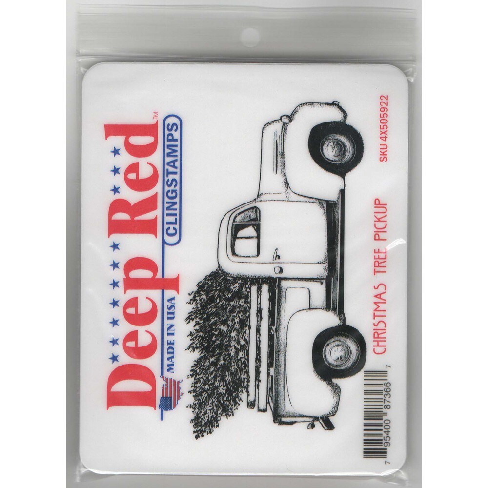 Deep Red Stamps Christmas Tree Pickup Rubber Cling Stamp 4 x 2.2 inches