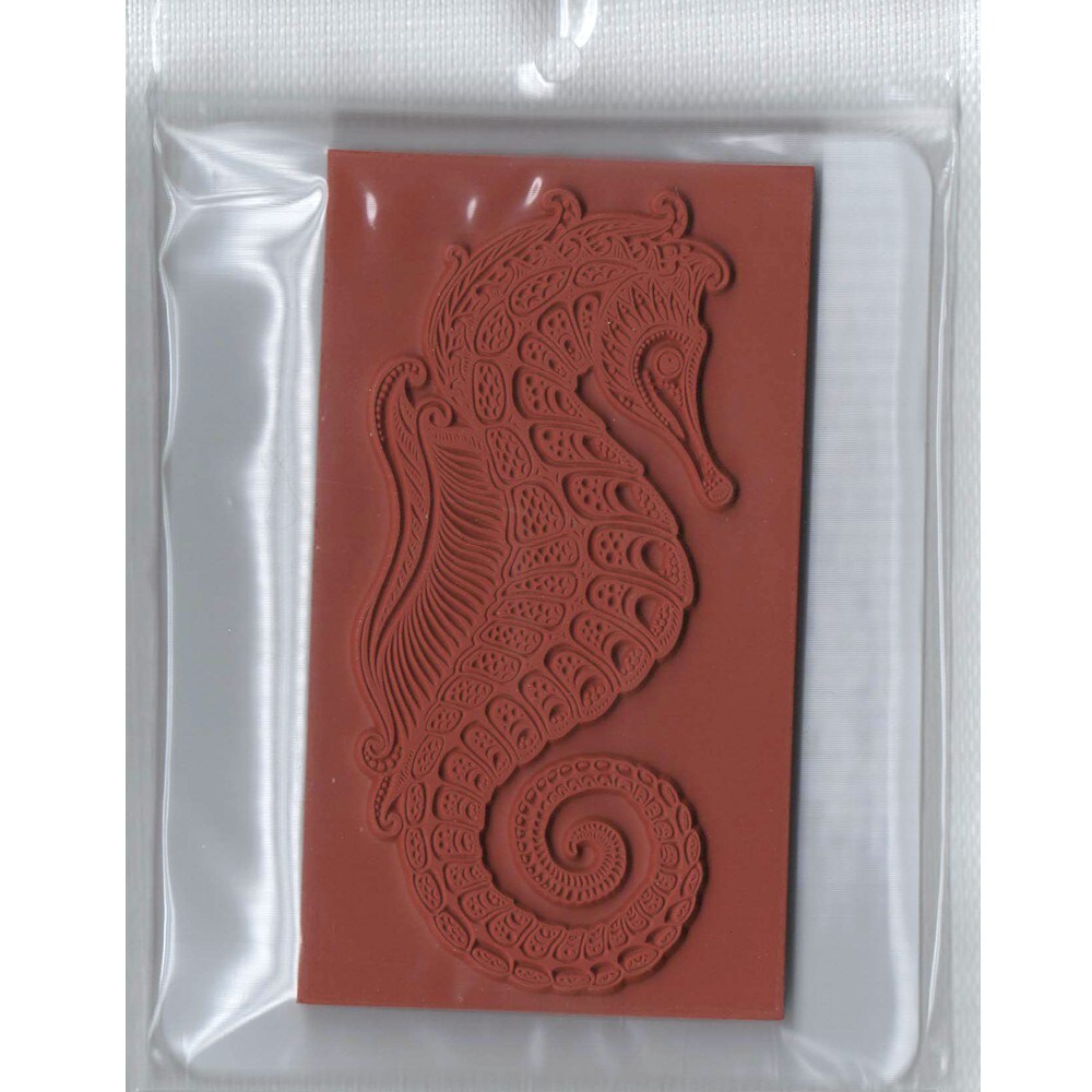 Deep Red Stamps Ornate Seahorse Rubber Cling Stamp 2 x 4.1 inches