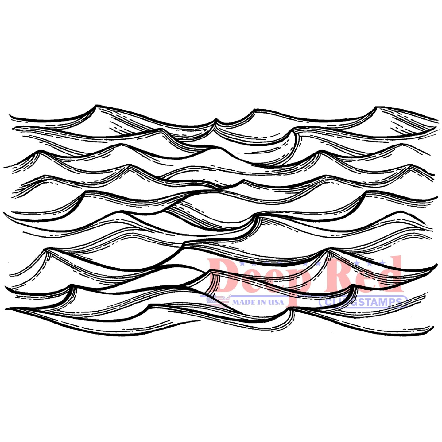 Deep Red Stamps Ocean Waves Rubber Cling Stamp 4.2 x 2.2 inches