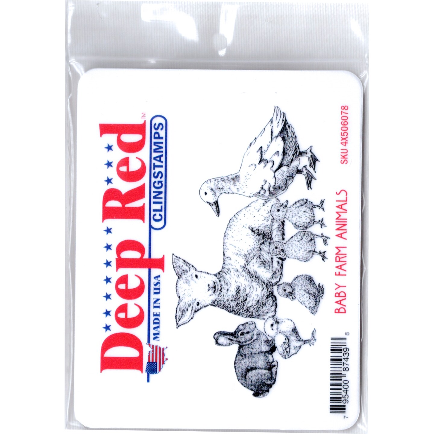 Deep Red Stamps Baby Farm Animals Rubber Cling Stamp 4.1 x 2.2 inches