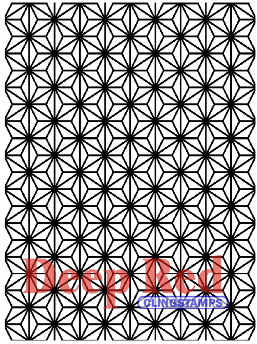 Deep Red Stamps Japanese Stars Background Rubber Cling Stamp 3 x 4 inches