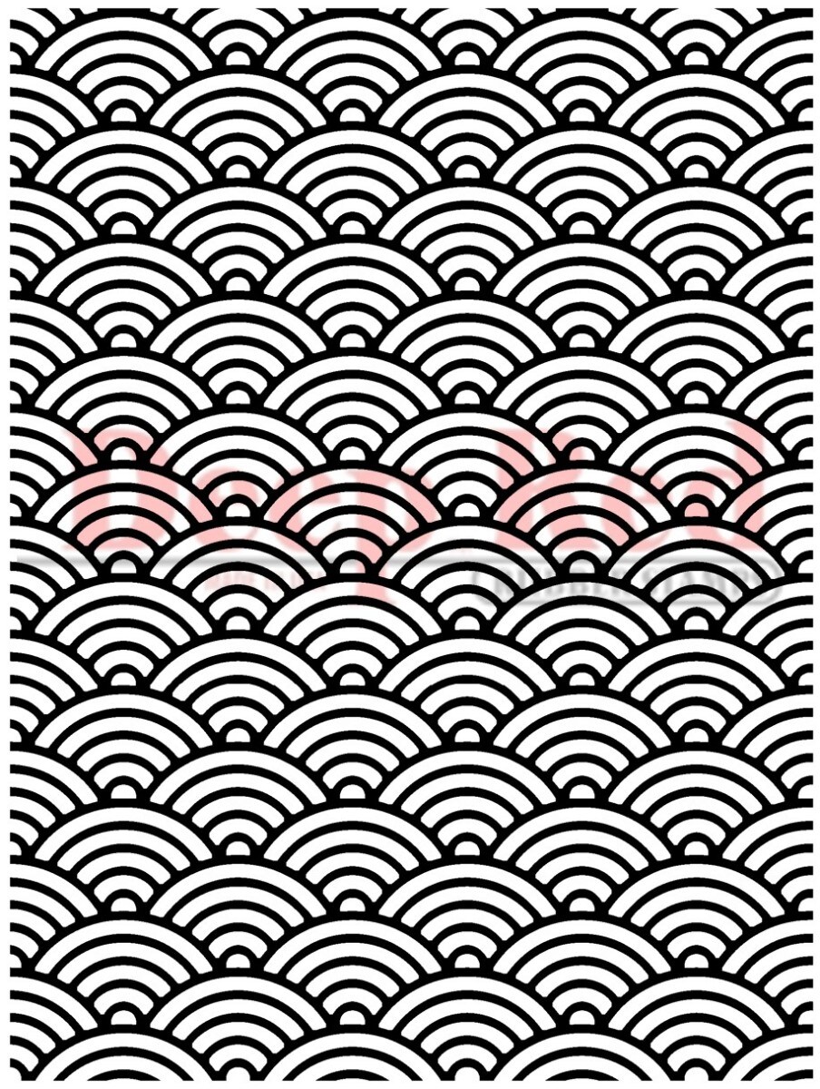 Deep Red Stamps Japanese Waves Background Rubber Cling Stamp 3 x 4 inches
