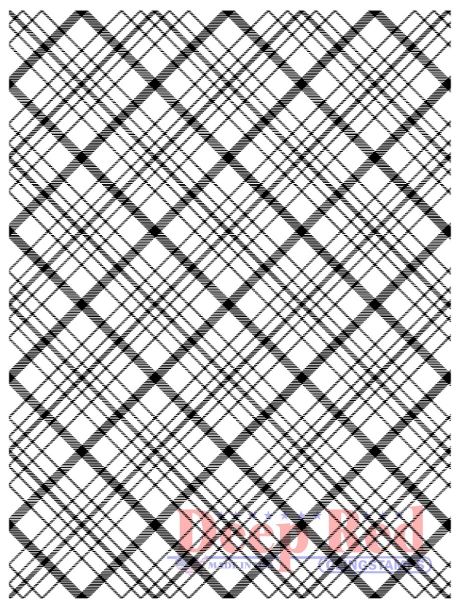 Deep Red Stamps Plaid Background Rubber Cling Stamp 3 x 4 inches