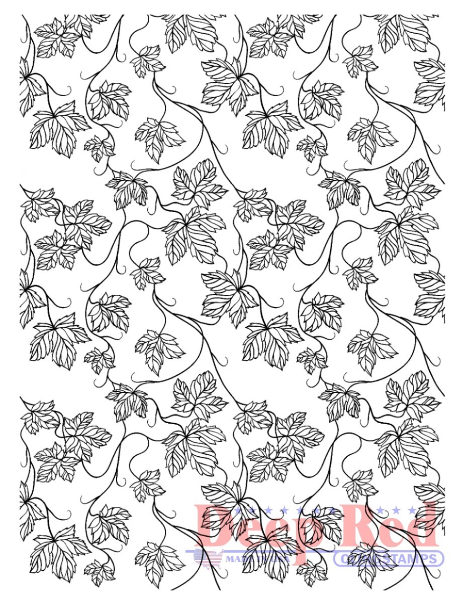 Deep Red Stamps Vines Background Rubber Cling Stamp 3 x 4 inches
