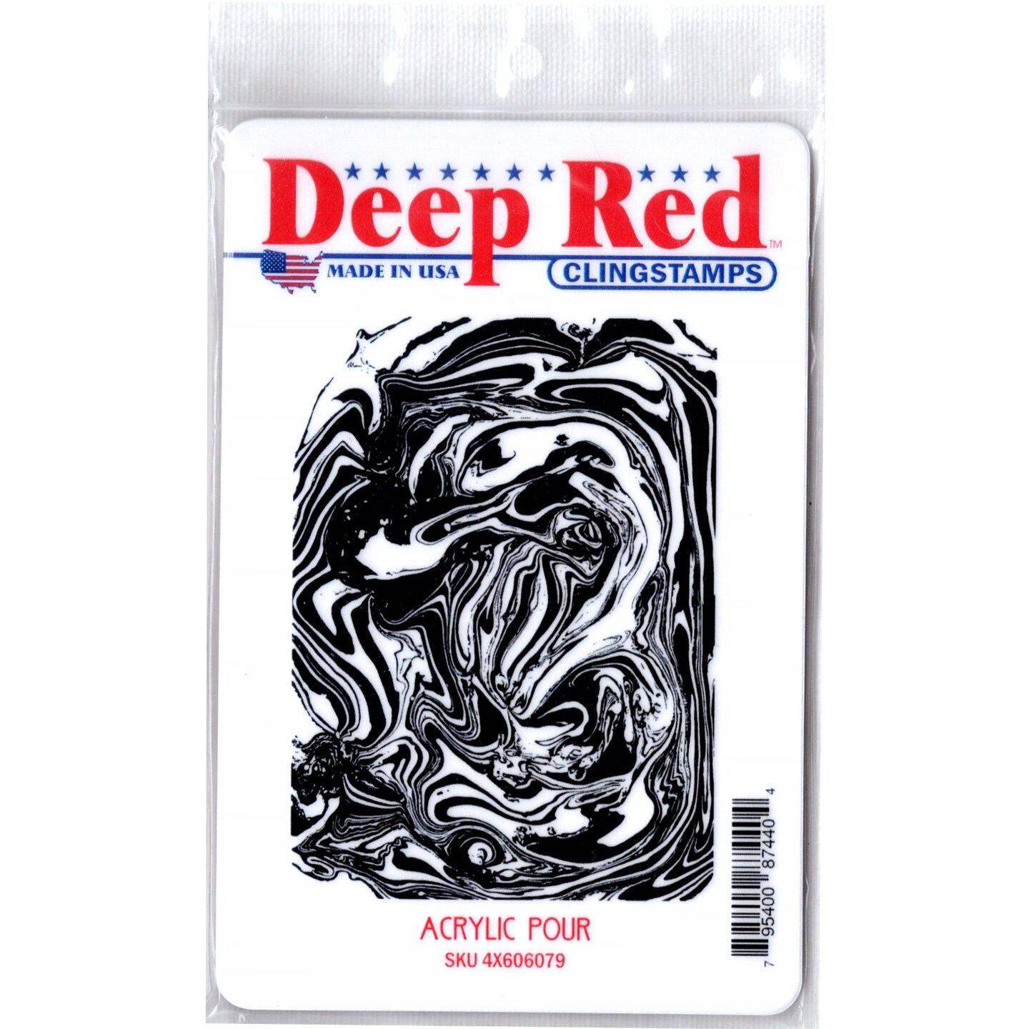 Deep Red Stamps Acrylic Pour Rubber Cling Stamp 2.9 x 4 inches