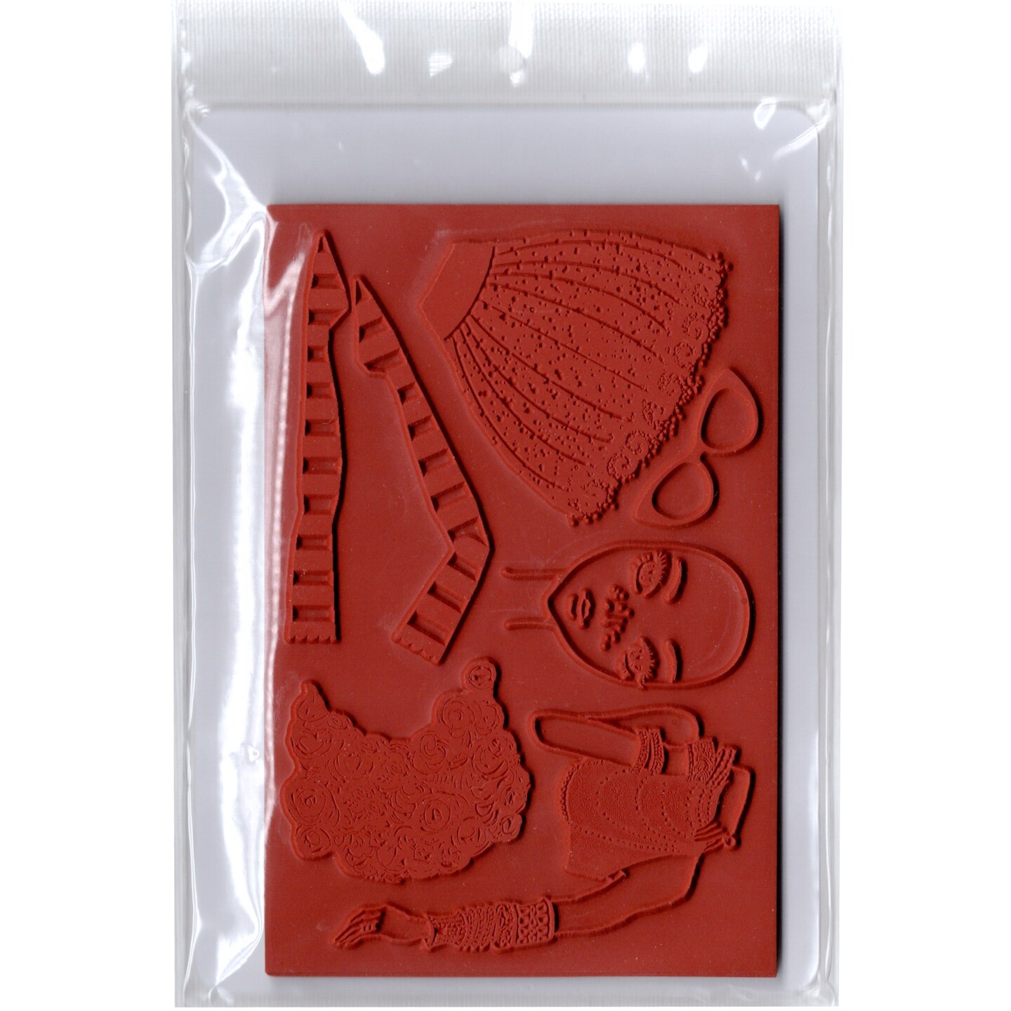 Deep Red Stamps Paper Doll Rubber Cling Stamp 4 x 6 inches
