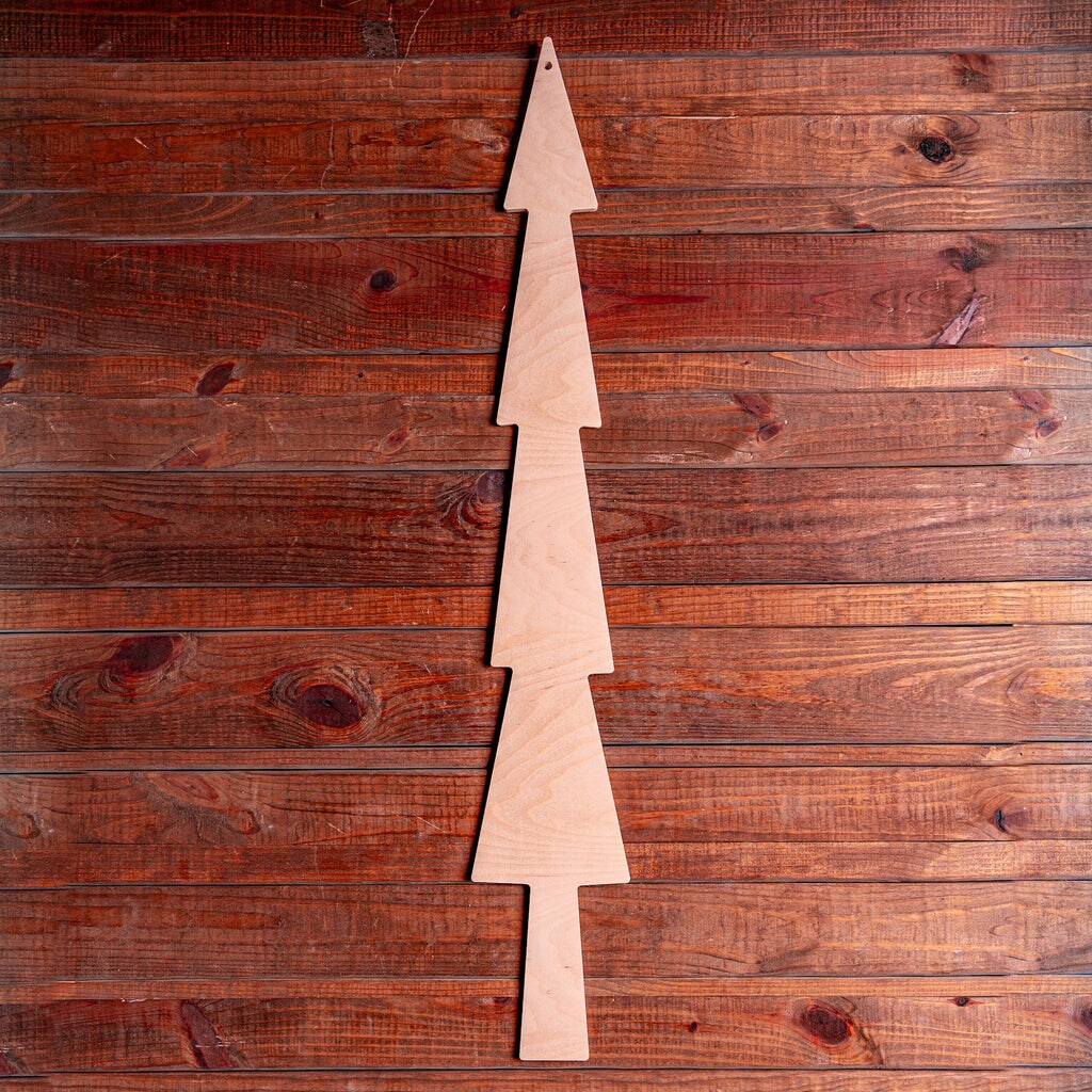 47 in. Unfinished Wooden Skinny Christmas Tree Porch Sign