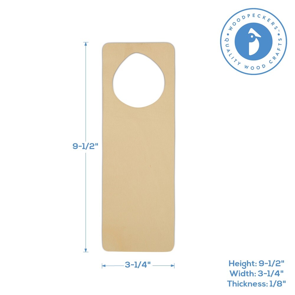 Wood Door Knob Hanger 9.5 x 3-1/4 Inch, Unfinished to Paint |Woodpeckers