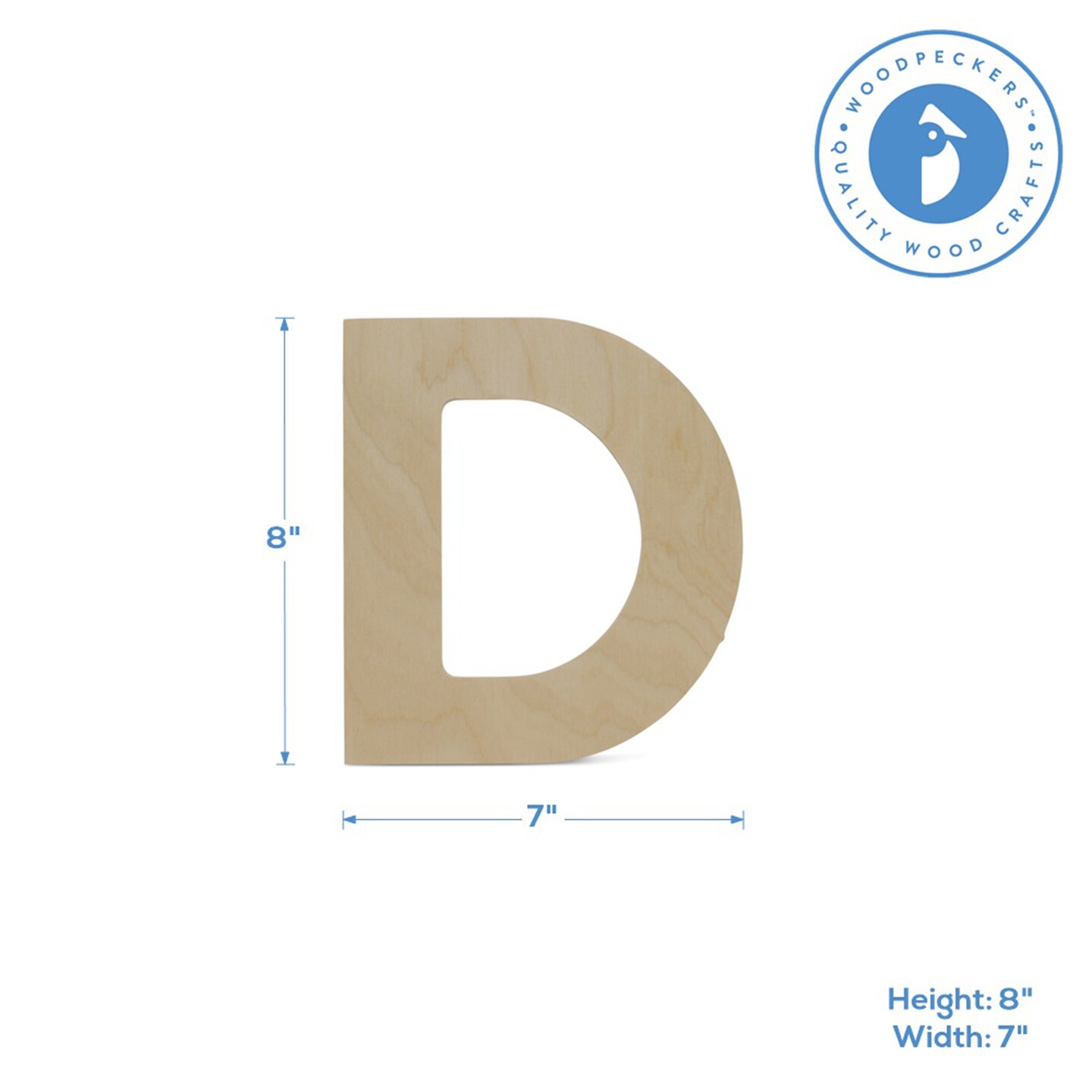 Wooden Letter D 12 inch or 8 inch, Unfinished Large Wood Letters for Crafts | Woodpeckers