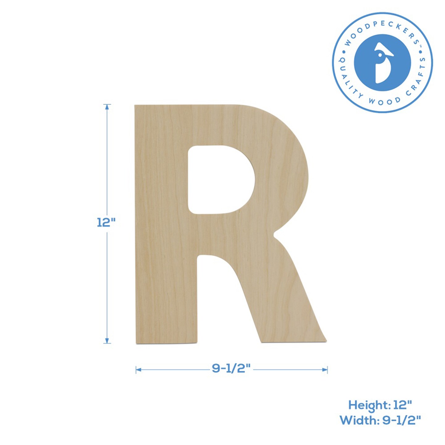 Wooden Letter R 12 inch or 8 inch, Unfinished Large Wood Letters for Crafts | Woodpeckers