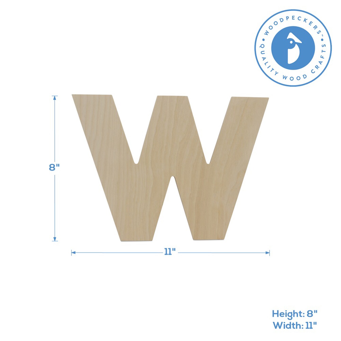 Wooden Letter W 12 inch or 8 inch, Unfinished Large Wood Letters for Crafts | Woodpeckers