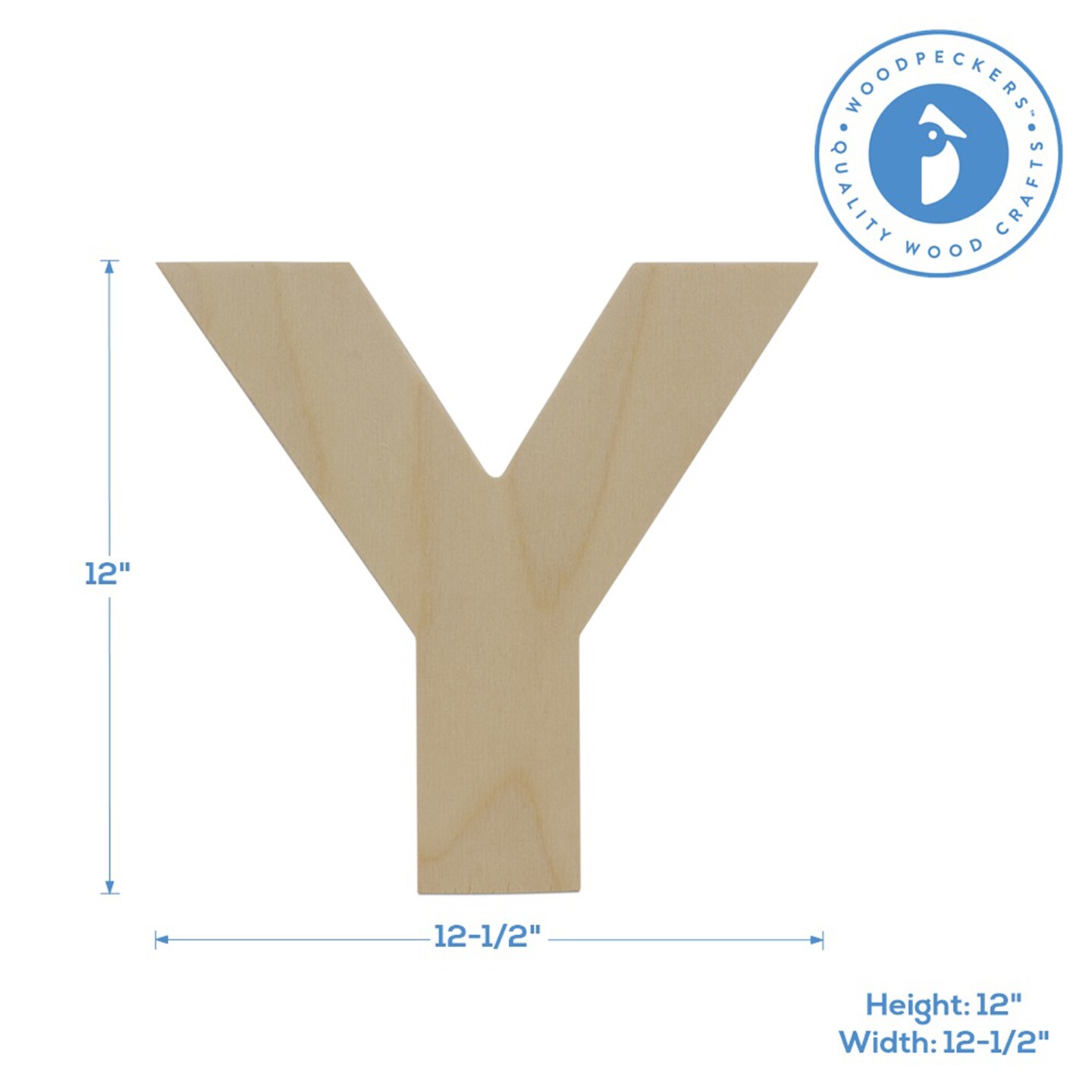 Wooden Letter Y 12 inch or 8 inch, Unfinished Large Wood Letters for Crafts | Woodpeckers