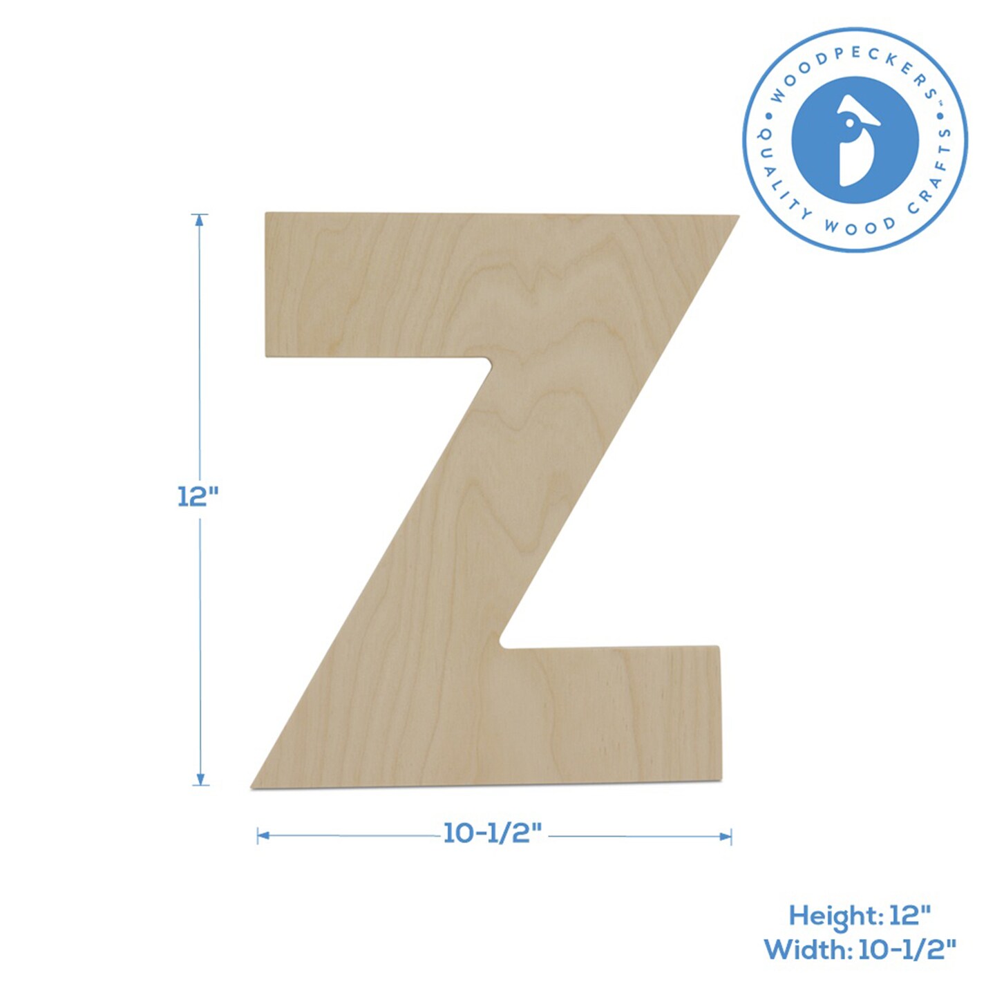 Wooden Letter Z 12 inch or 8 inch, Unfinished Large Wood Letters for Crafts | Woodpeckers