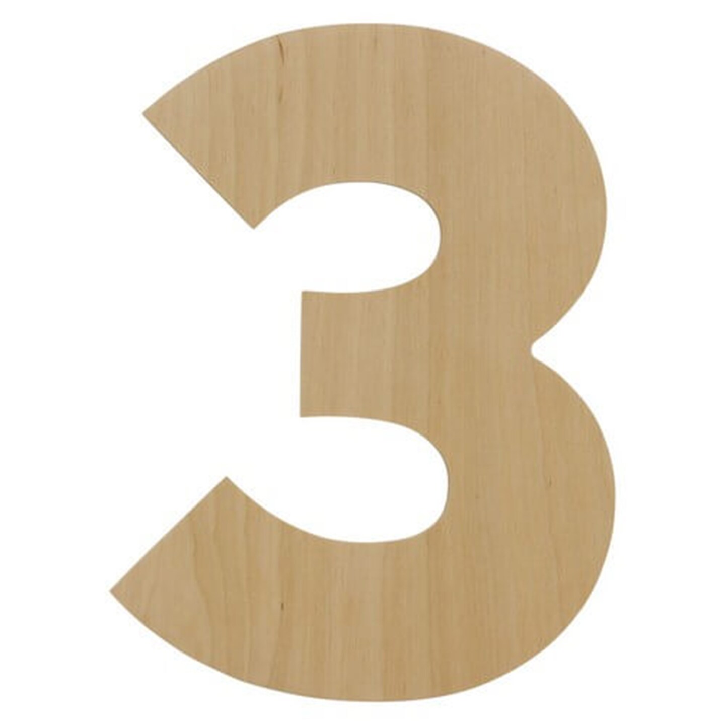 Wooden Number 3, Large Wooden Numbers