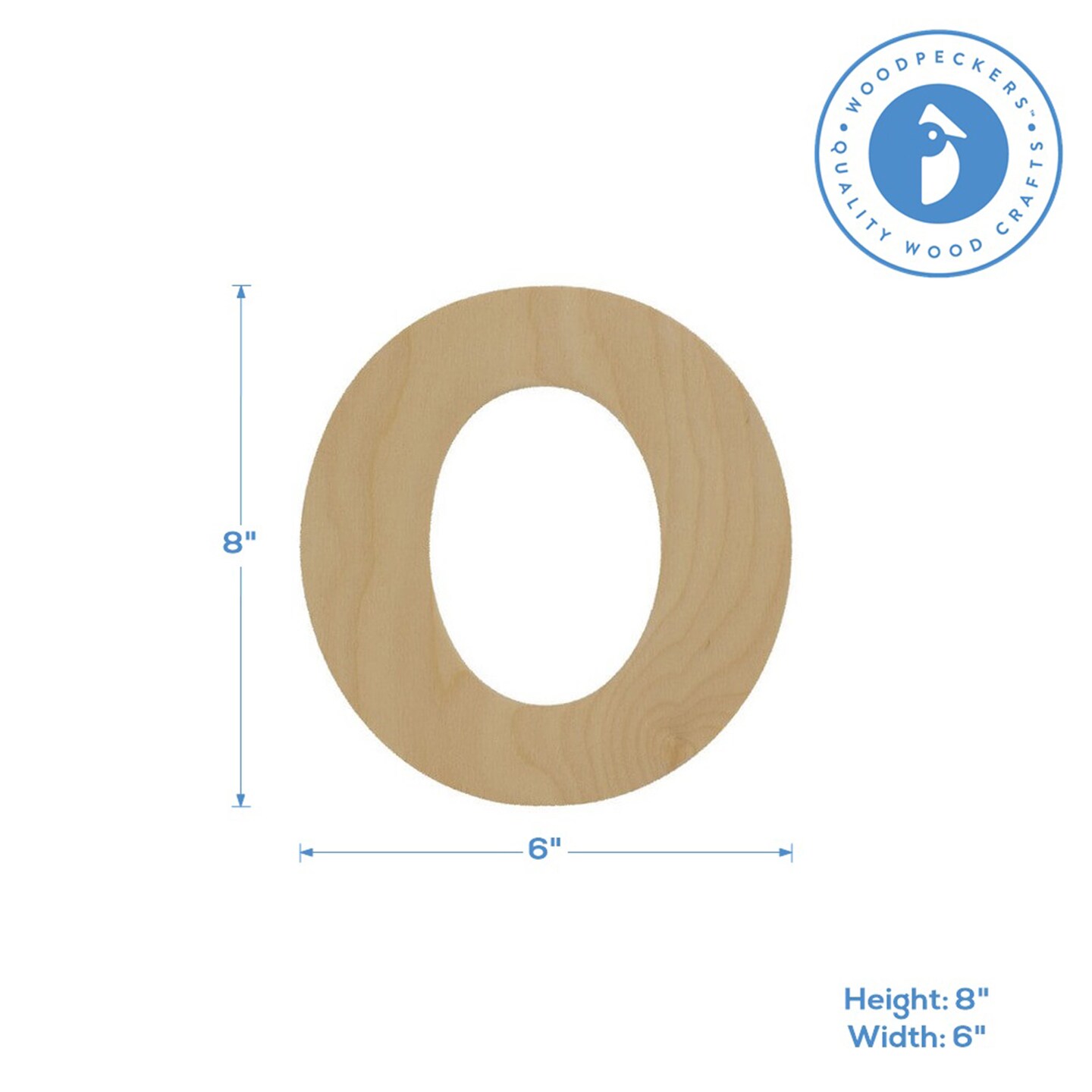 Wooden Number 0, 12 inch or 8 inch, Unfinished Large Wood Numbers for Crafts | Woodpeckers