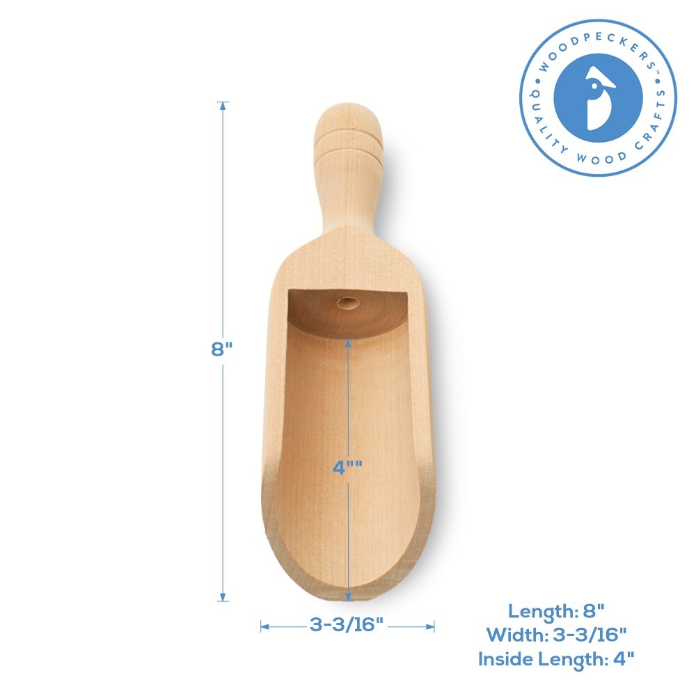 Mini Wooden Scoopers Assorted Sizes, Unfinished, for Bath Salts & Jars | Woodpeckers
