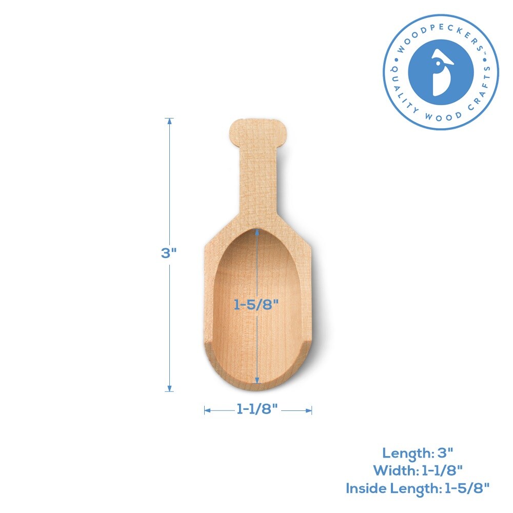 Mini Wooden Scoopers Assorted Sizes, Unfinished, for Bath Salts & Jars | Woodpeckers