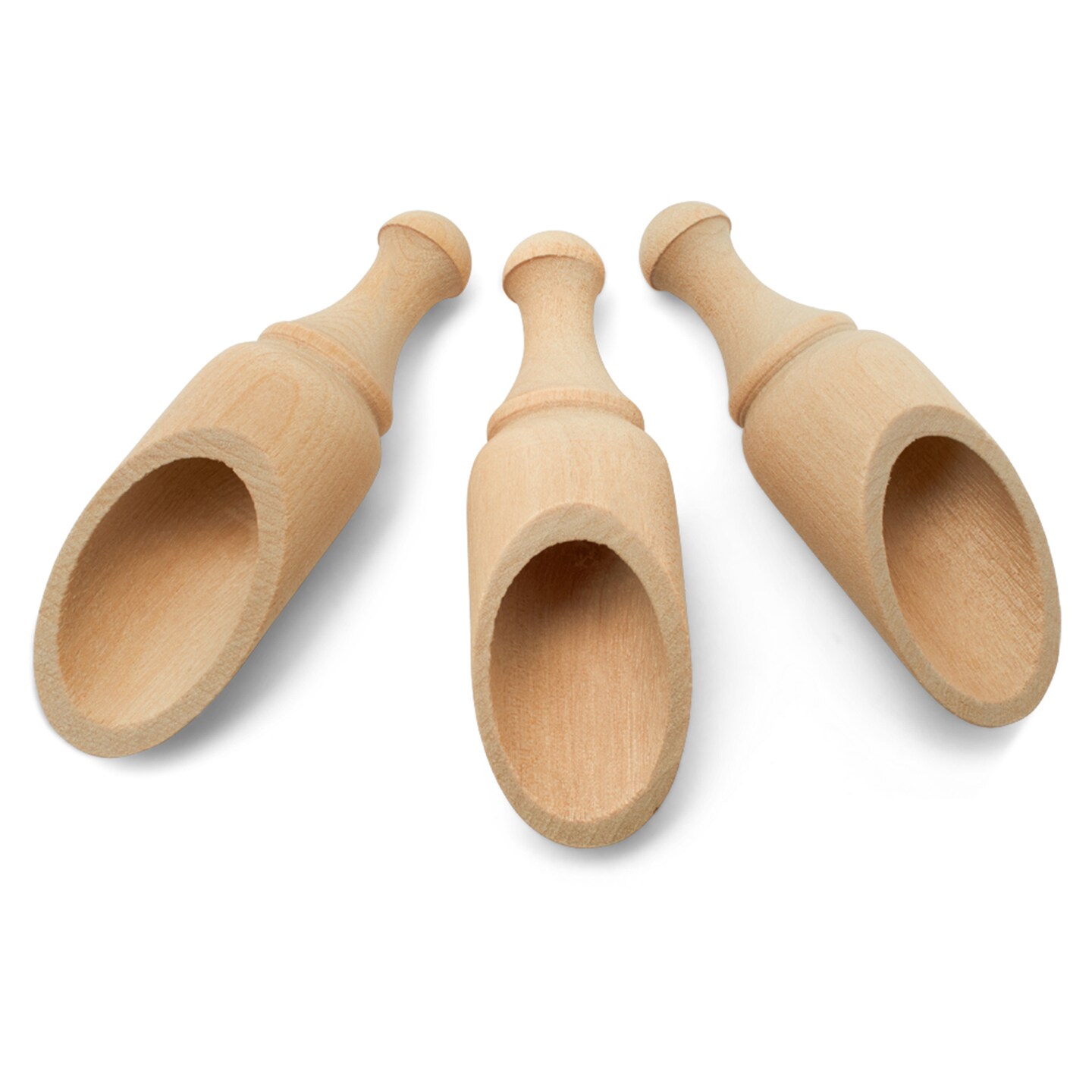 Mini Wooden Scoopers Assorted Sizes, Unfinished, for Bath Salts & Jars | Woodpeckers