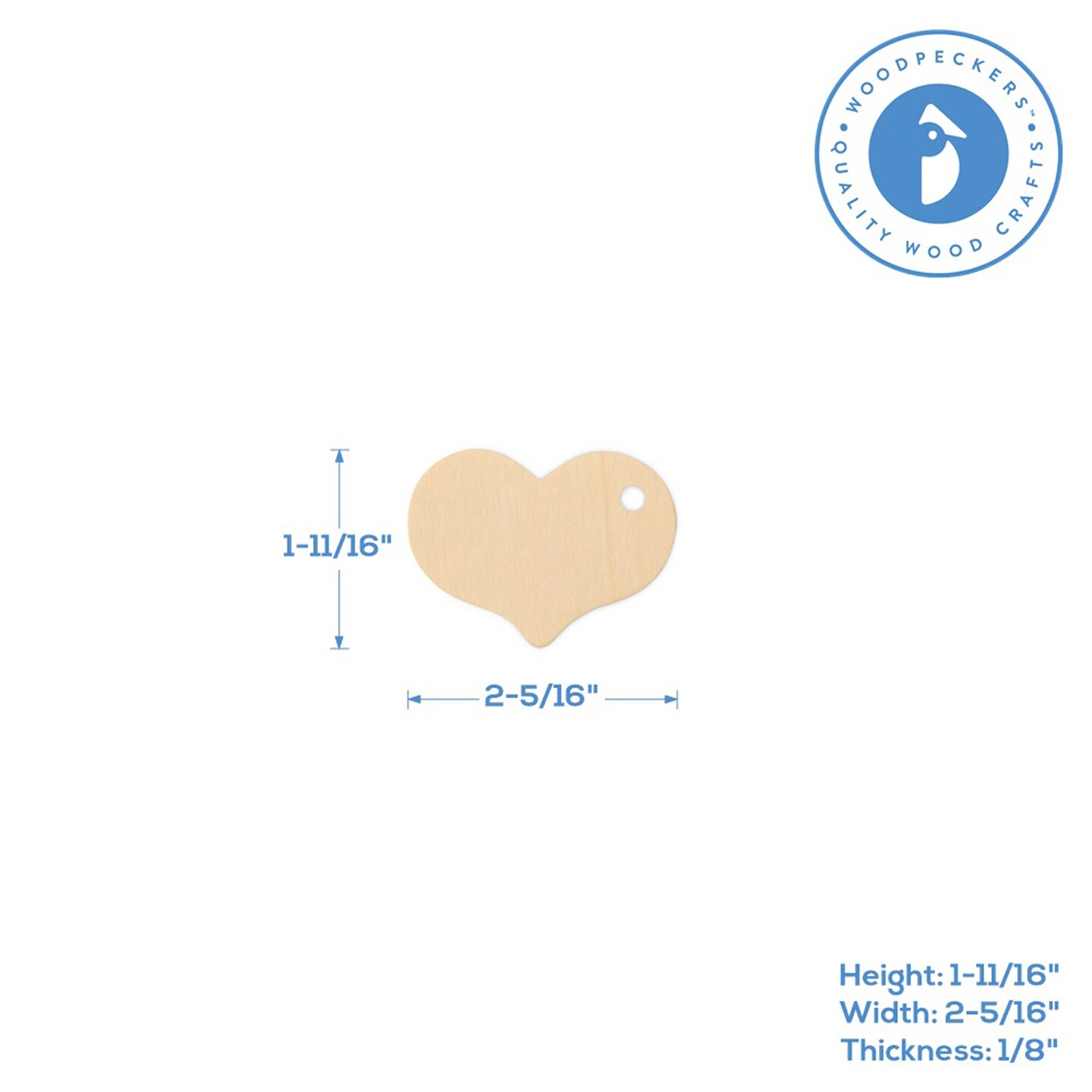 Wooden Heart Tags 2-5/16 Inch Blank, for Crafts, Valentines Dcor|Woodpeckers
