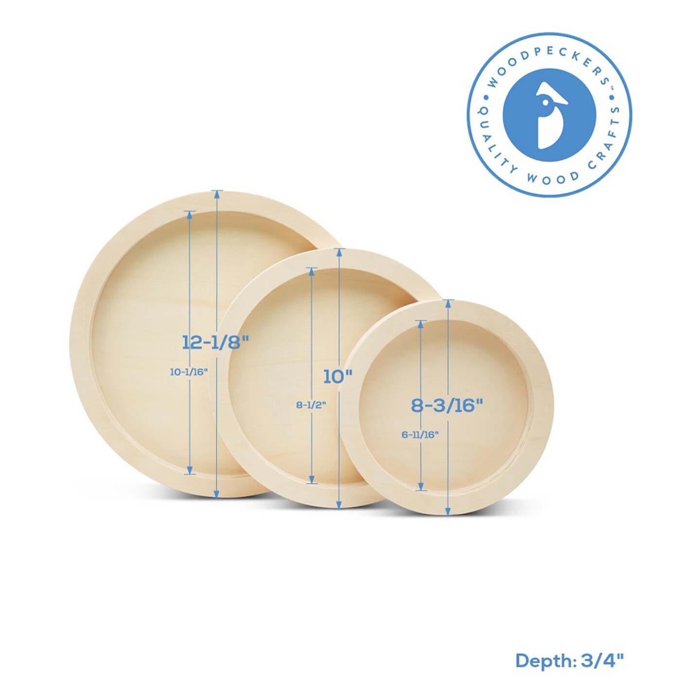 Round Cradled Canvases, Unfinished Set of 3 for Paint Pour/Resin | Woodpeckers