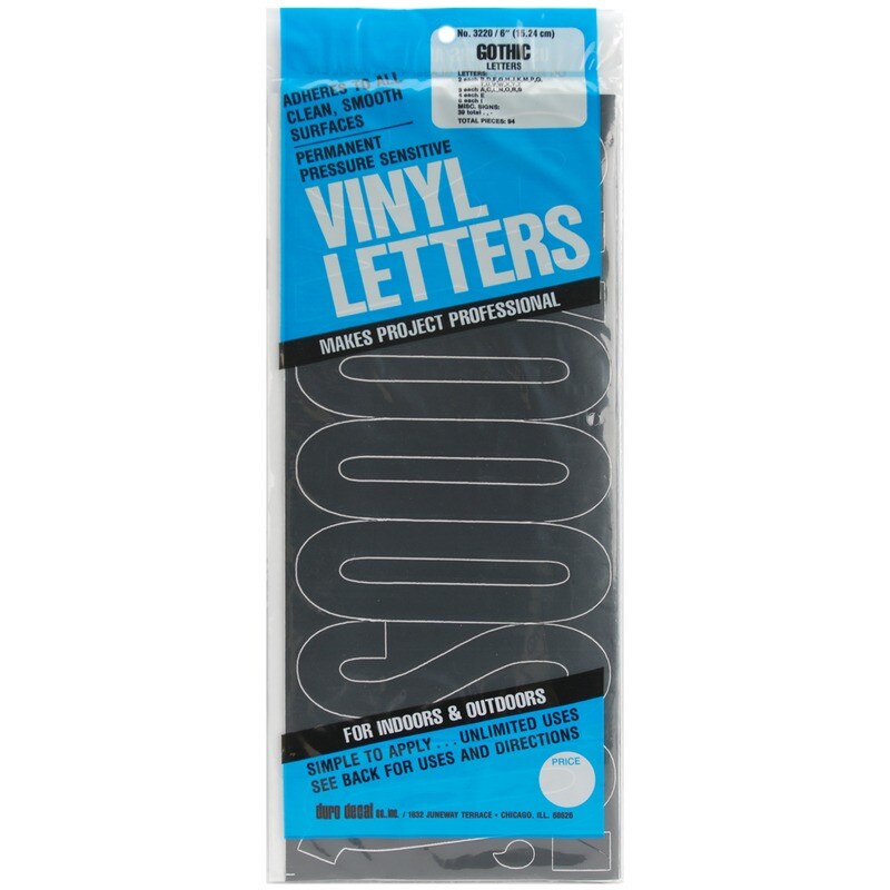 Gothic/Black - Permanent Adhesive Vinyl Letters 6&#x22;