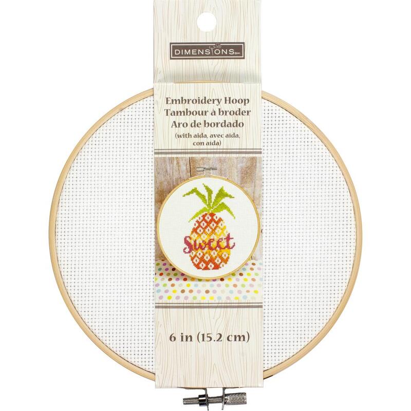 White - Dimensions Embroidery Hoop W/Aida 6&#x22;