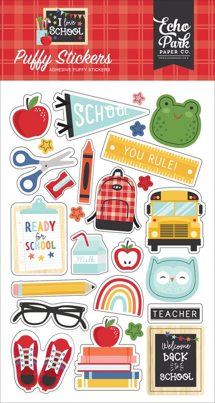 I Love School Puffy Stickers - Echo Park