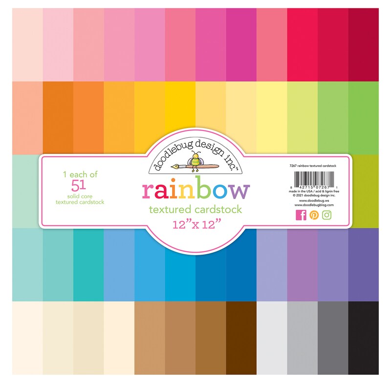 Rainbow Textured Cardstock Assortment Pack - Doodlebug
