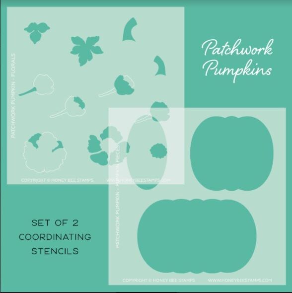 Patchwork Pumpkin 6x6 Stencil Set of 2 - Honey Bee Stamps