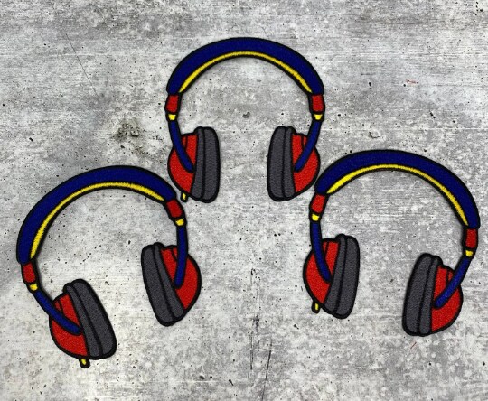 &#x22;Headphone&#x22; Music Lovers Iron On Embroidered Patch, Hip Hop Patch, Small Patch, Size 4&#x22; inches, 1 pc