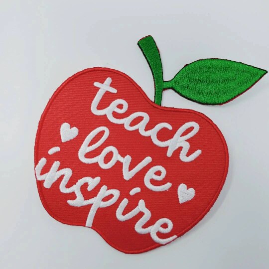 &#x22;Teach, Love, Inspire&#x22; Teacher&#x27;s Appreciation Gift, Iron-on Embroidery Patch,  Size 3.5&#x22; inches