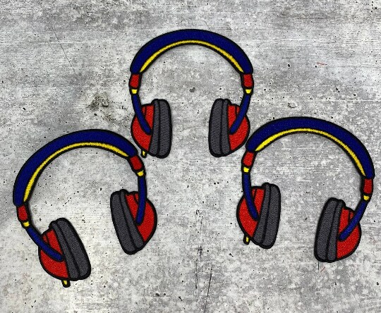 &#x22;Headphone&#x22; Music Lovers Iron On Embroidered Patch, Hip Hop Patch, Small Patch, Size 4&#x22; inches, 1 pc