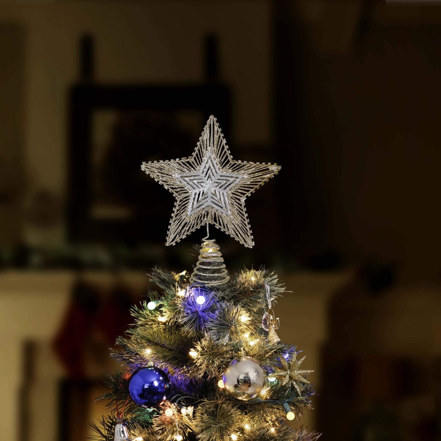 Ornativity Christmas Glitter Star Tree Topper - Rose Gold and Silver Bethlehem Star Ornament