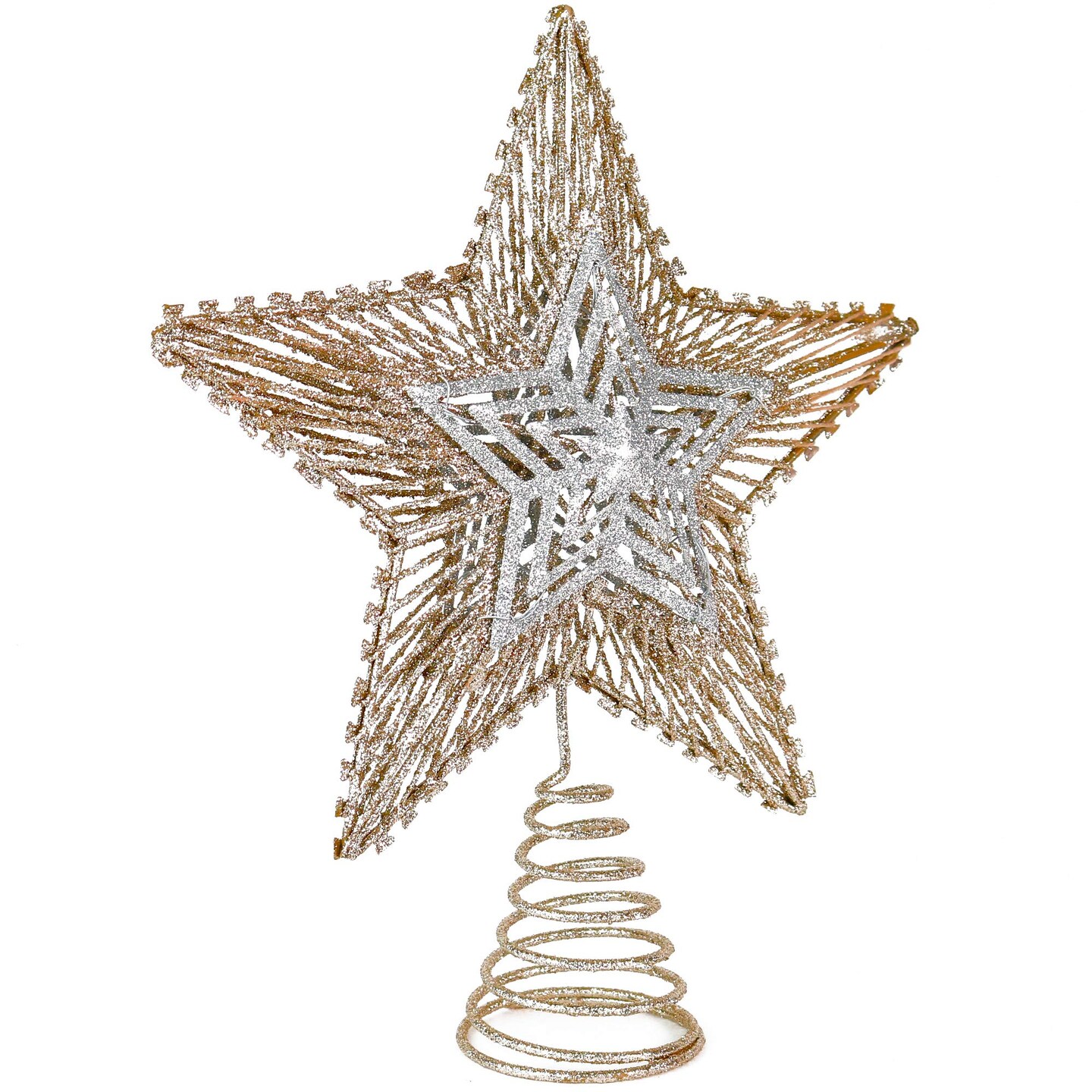 Ornativity Christmas Glitter Star Tree Topper - Rose Gold and Silver Bethlehem Star Ornament