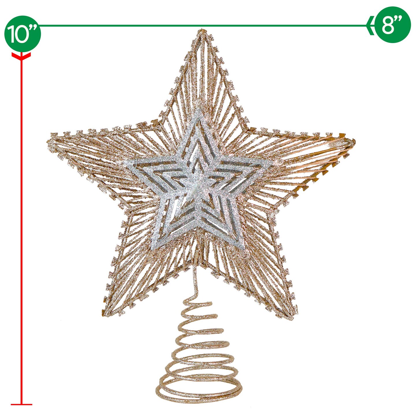 Ornativity Christmas Glitter Star Tree Topper - Rose Gold and Silver Bethlehem Star Ornament